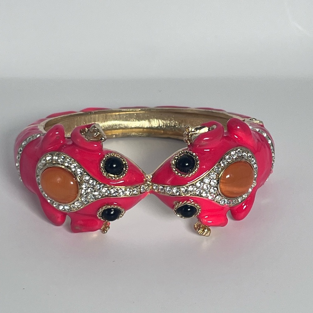 Vintage frog enamel cuff bracelet - Picture 2 of 3
